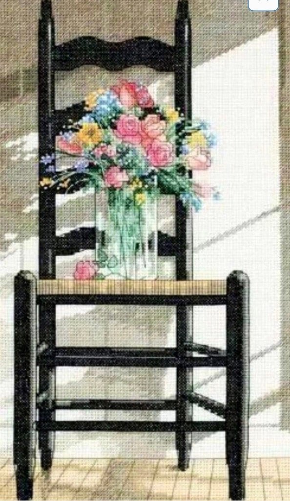 DIMENSIONS CHAIR WITH FLOWERS, Verzenden, Nieuw, Handborduren, Borduurpakket