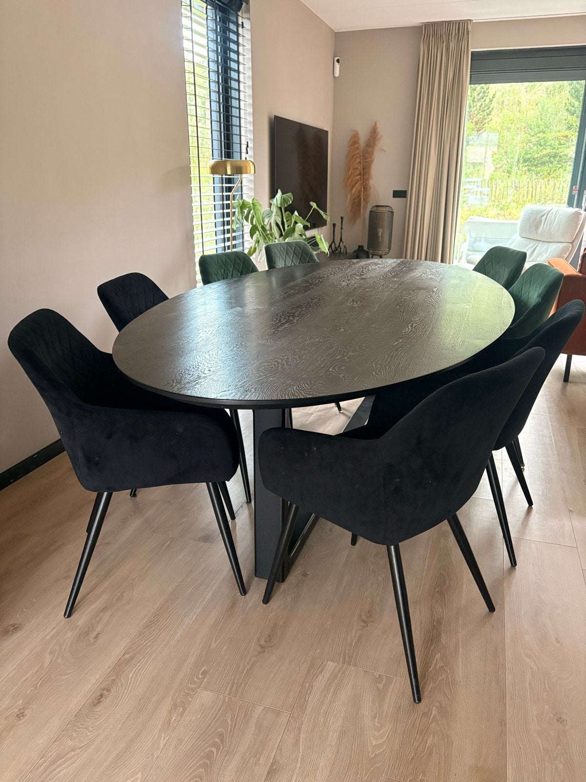 Table du Sud Ovale eiken eettafel - Zwart - 250x130 cm, Huis en Inrichting, Ophalen, 100 tot 150 cm, Eikenhout, 200 cm of meer