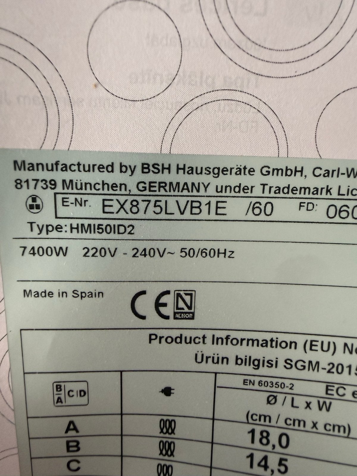 Siemens EX875L Inductiekookplaat - Defect voor onderdelen/gl, Ophalen of Verzenden, Niet werkend, Inductie