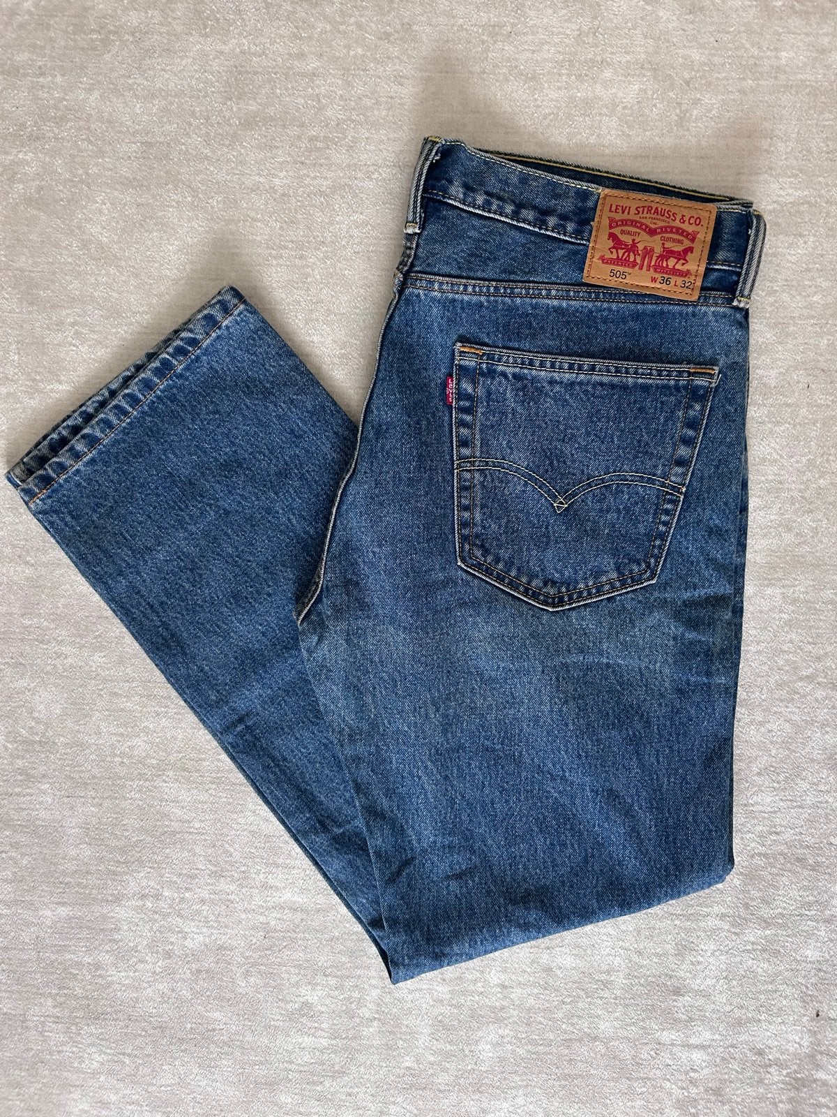 Levi's 505 Regular Fit Jeans - W36 L32, Verzenden, Gedragen, Blauw, W36 - W38 (confectie 52/54)