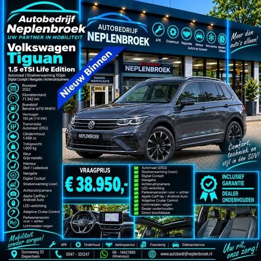 Volkswagen Tiguan 1.5 eTSI Life Edition | Automaat | Stoelve, Dealer onderhouden, Stof, Euro 6, 4 cilinders