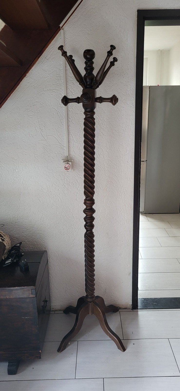 Antieke houten staande kapstok, Ophalen, Gebruikt, Staande kapstok, 150 tot 200 cm