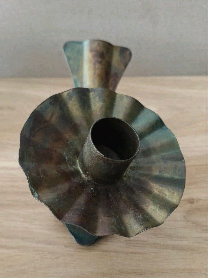 Metalen kandelaar met klem (reuze kerstboomkaarsje houder), Verzenden, Zo goed als nieuw, Metaal, Kandelaar