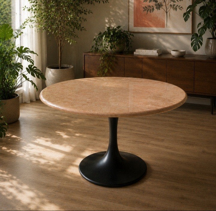 Prachtige tafel van natuursteen mactan., Ophalen, 100 tot 150 cm, Zo goed als nieuw, Vintage
