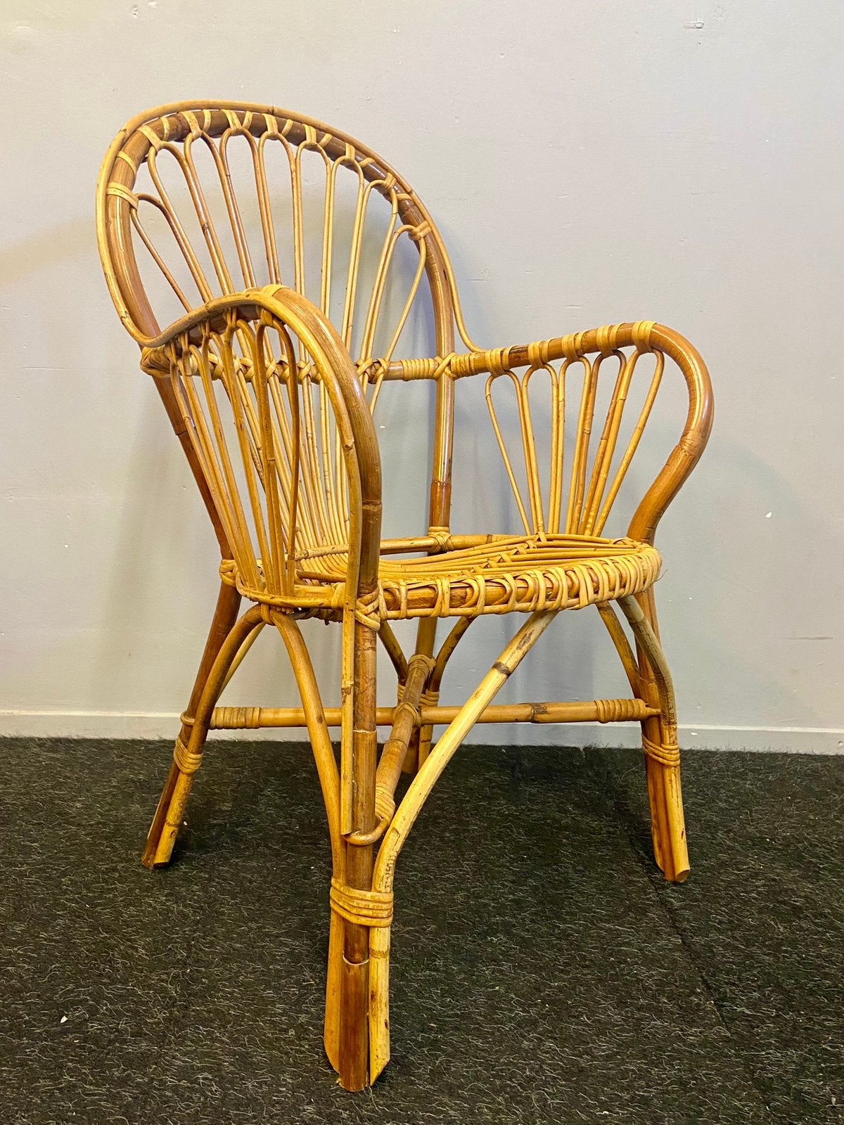 Vintage rotan stoel fauteuil jaren 60/70 retro boho chair, Ophalen, Midcentury retro vintage jaren 50/60/70 sixties Rohé Noordwolde