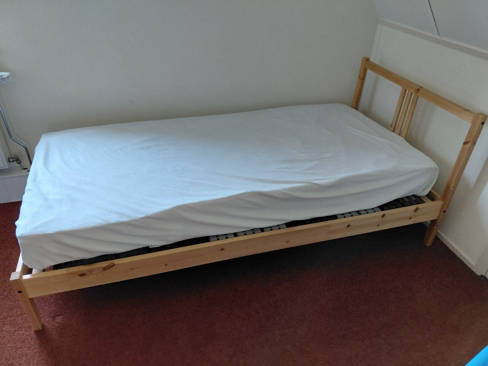 1 persoons kinderbed met nieuwe matras, 90 cm, Eenpersoons, Wit, Ophalen of Verzenden