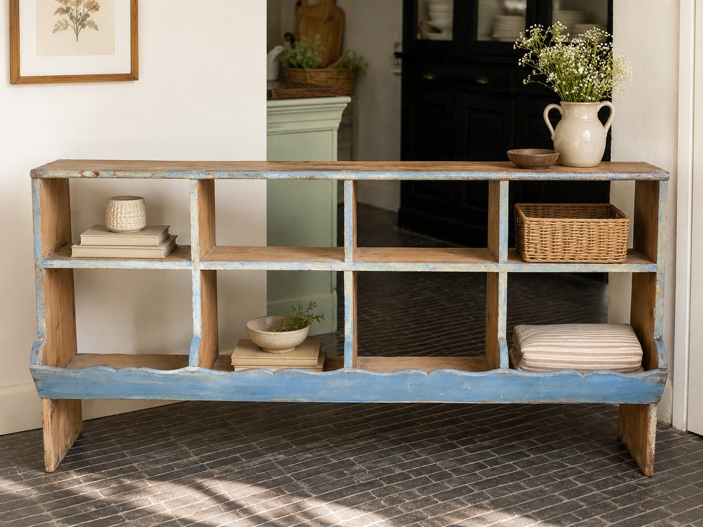 Brocante gruttersbak blauwe verf - Authentiek en sfeervol, Ophalen of Verzenden