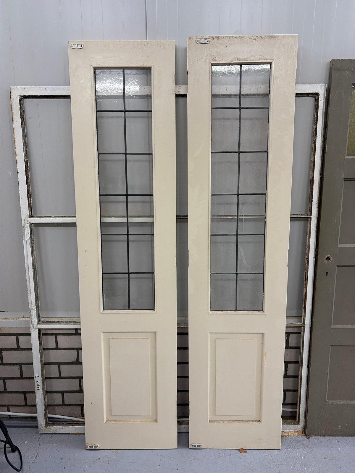 Set van 2 deuren met glas in Lood, Ophalen, Gebruikt, Minder dan 80 cm, 215 cm of meer