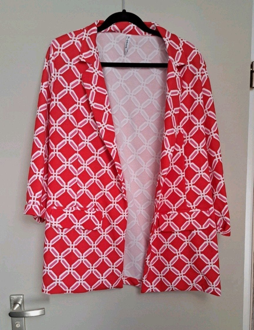ZOSO Blazer Rood met Wit Patroon Maat L nieuw, ZOSO, Maat 42/44 (L), Ophalen of Verzenden, Zo goed als nieuw