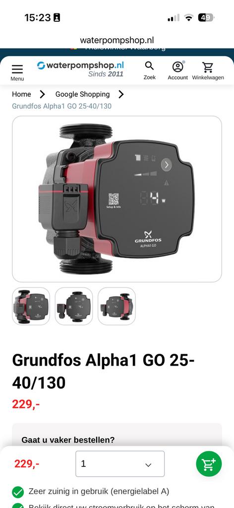 Cv pomp ALPHA1 GO 25-40130, Ophalen of Verzenden, Nieuw