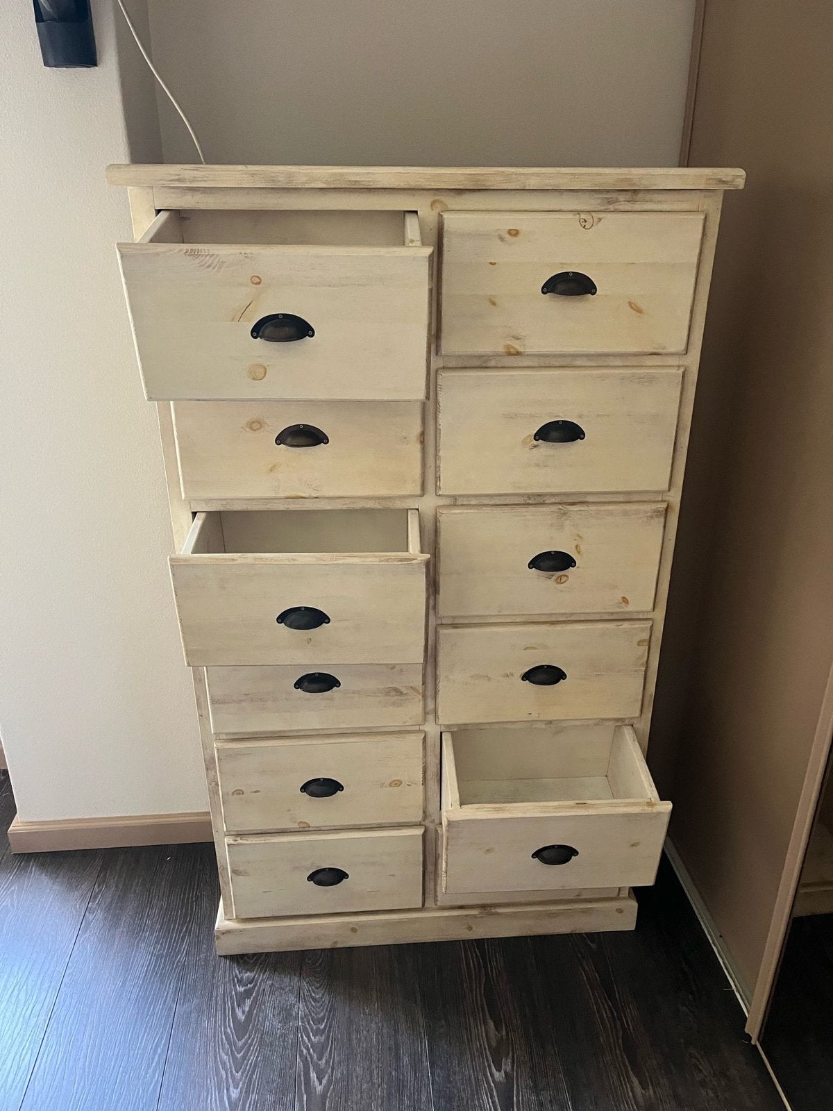 Houten ladekast met 12 laden, Huis en Inrichting, Kasten | Ladekasten, Ophalen, 5 laden of meer, 100 tot 150 cm, Grenenhout