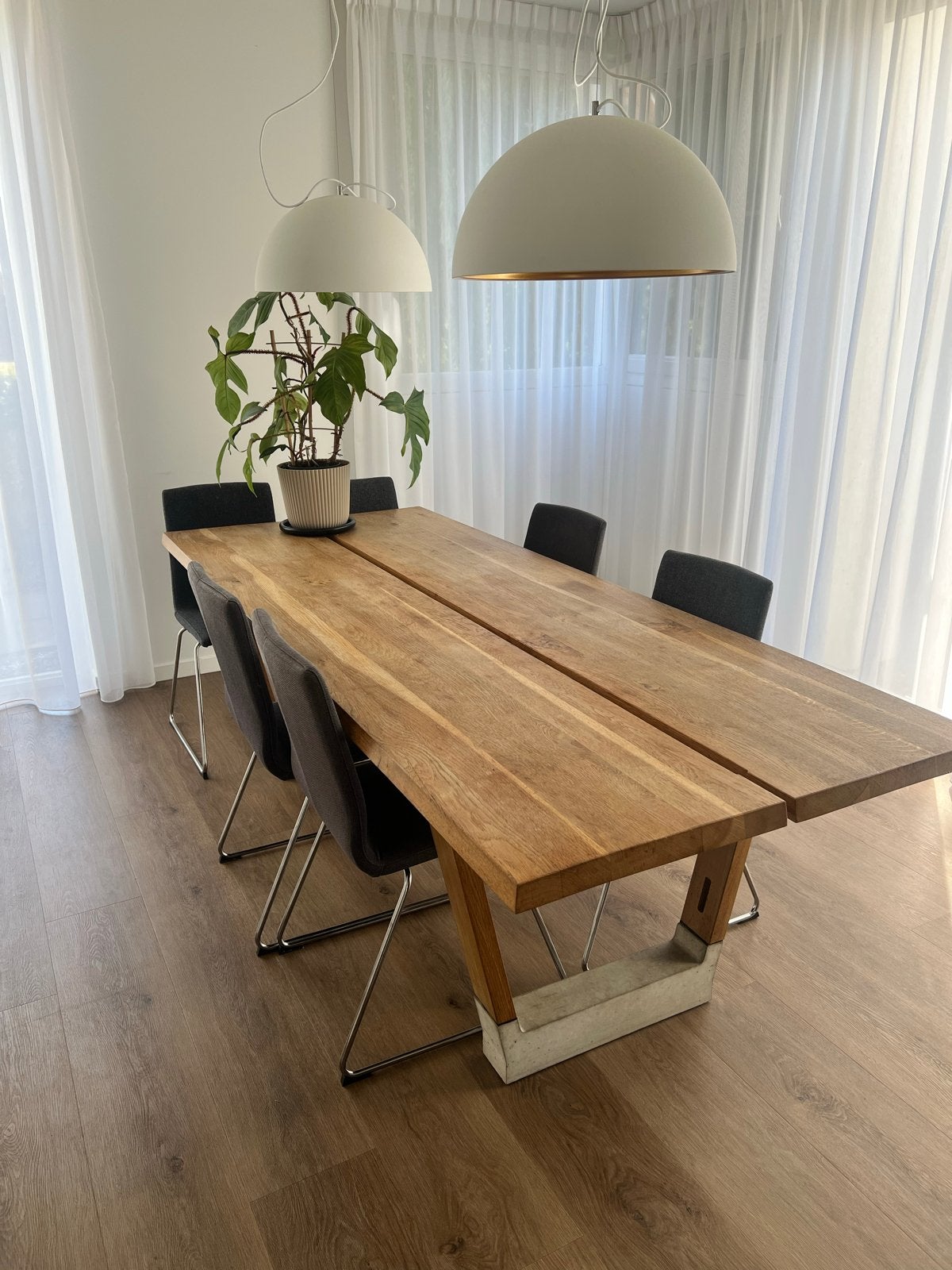 Arco Base Tafel 240x100cm Massief Eiken met Betonnen Voet, Huis en Inrichting, 100 tot 150 cm, Eikenhout, 200 cm of meer, Ophalen of Verzenden