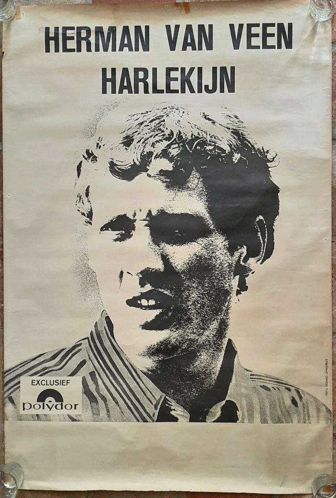 Poster Harlekijn Herman van Veen, Verzamelen, Ophalen of Verzenden, Gebruikt