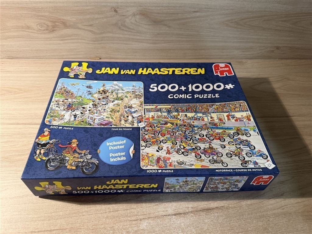 Jan van Haasteren - tour de France - motorrace - 2in1 - s661, Hobby en Vrije tijd, Denksport en Puzzels, Verzenden, 500 t/m 1500 stukjes
