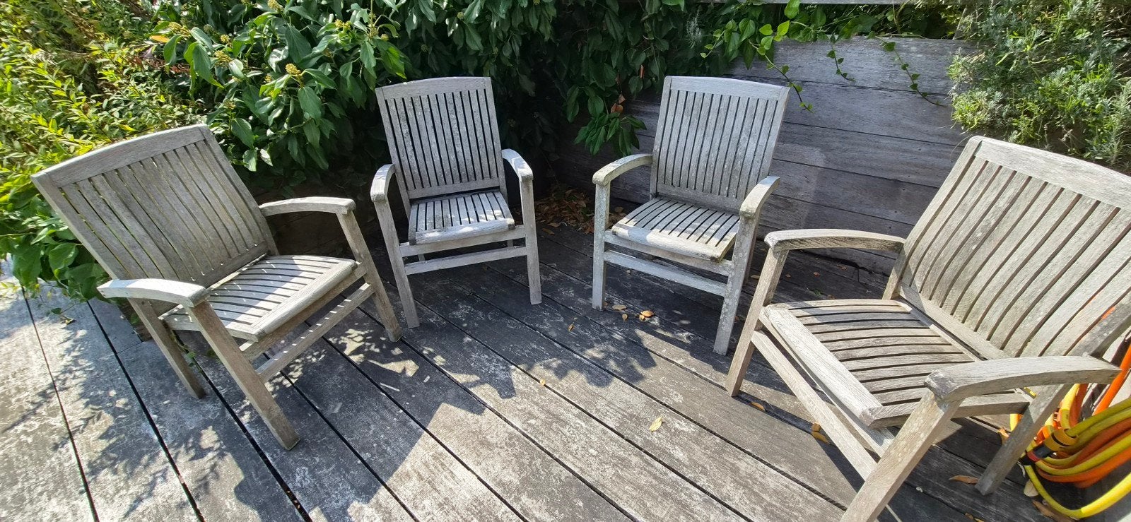 Hardhouten Tuinstoelen, Tuin en Terras, Tuinsets en Loungesets, Ophalen, 4 zitplaatsen, Gebruikt, Hardhout