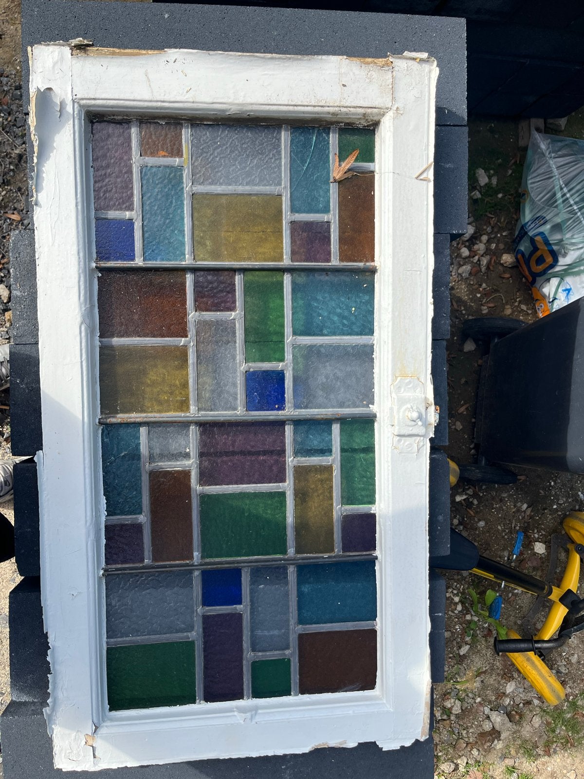 6 Glas in lood kozijnen (4x 120x40cm, 2x 80x40cm), Ophalen, Gevelraam of Ruit, Gebruikt, Minder dan 80 cm