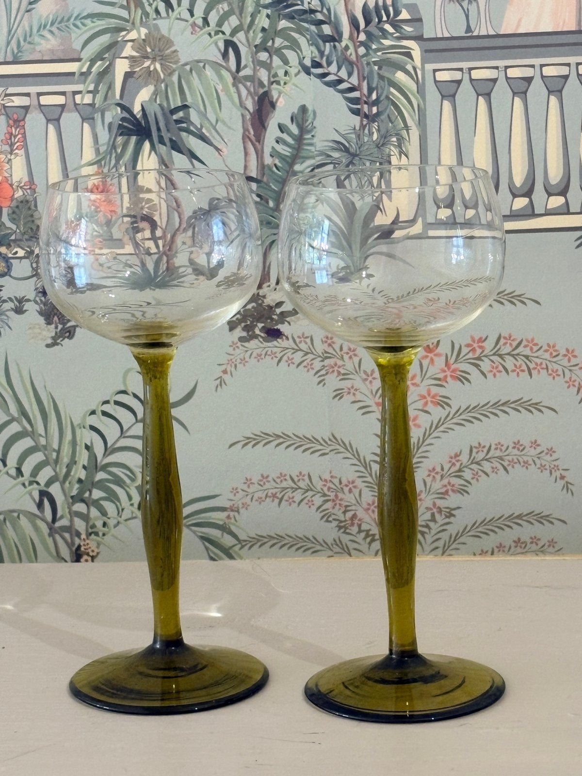 2 Antieke Art Nouveau / Jugendstil Wijnglazen, Antiek en Kunst, Ophalen of Verzenden