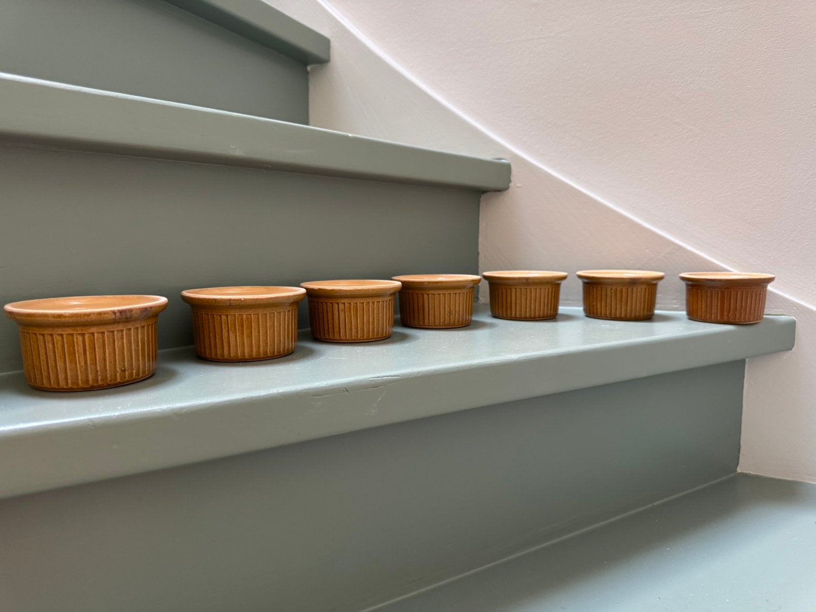 7 vintage Franse ramekins ovenschaaltjes aardewerk, Overige merken, Ophalen of Verzenden, Overige stijlen, Aardewerk