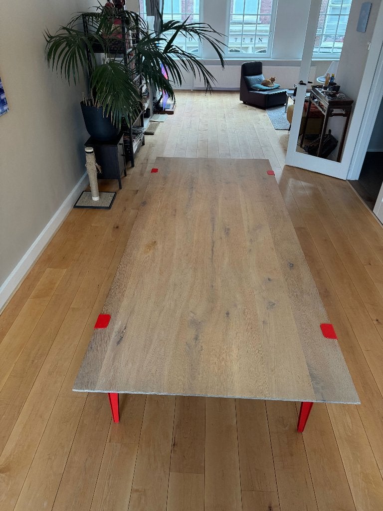 Grote eettafel (100x240cm) Ligne Roset poten, Gebruikt, 100 tot 150 cm, 200 cm of meer, Vijf personen of meer