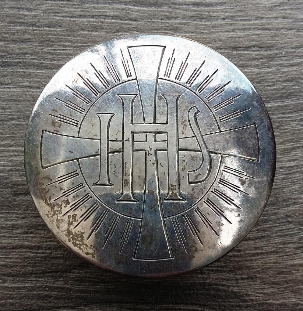 Omstreeks 1910-1920 Art Deco Zilveren Hostiedoos Hostie Doos, Antiek en Kunst, Ophalen of Verzenden