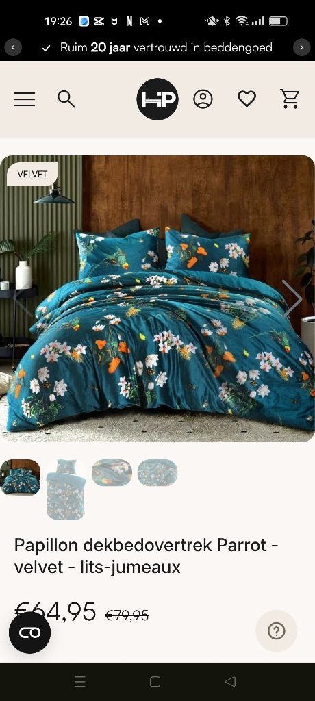 Papillon dekbedovertrek 200x200/220+2 slopen, Huis en Inrichting, Slaapkamer | Beddengoed, Ophalen, Nieuw, Tweepersoons, Dekbedovertrek