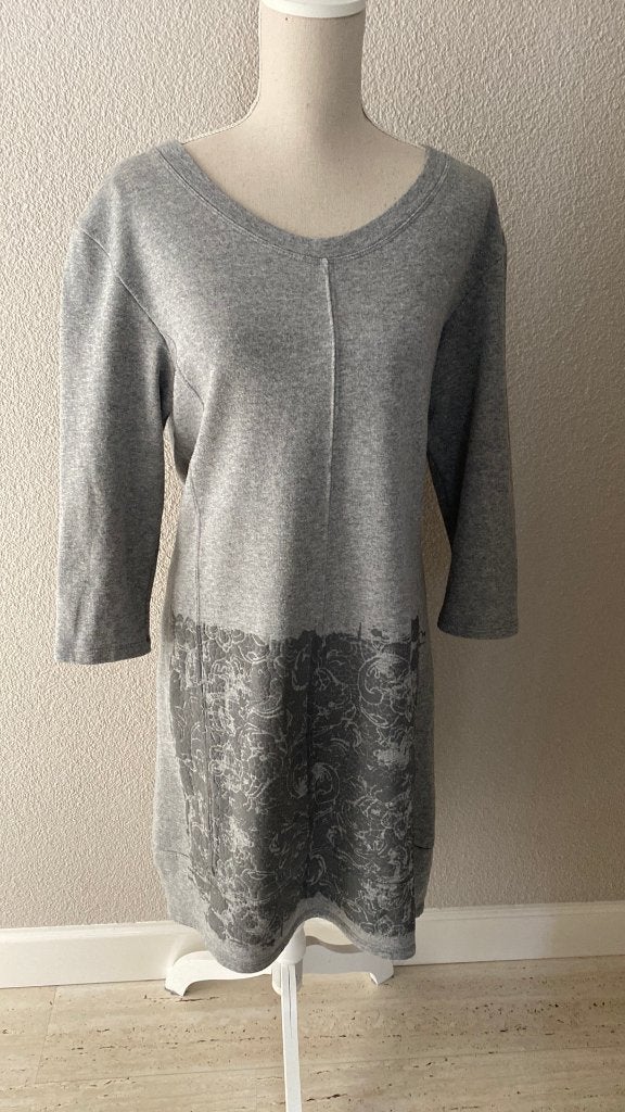 Jurk Grijs Maat M van Transfer, Kleding | Dames, Maat 38/40 (M), Ophalen of Verzenden, Zo goed als nieuw, Knielengte