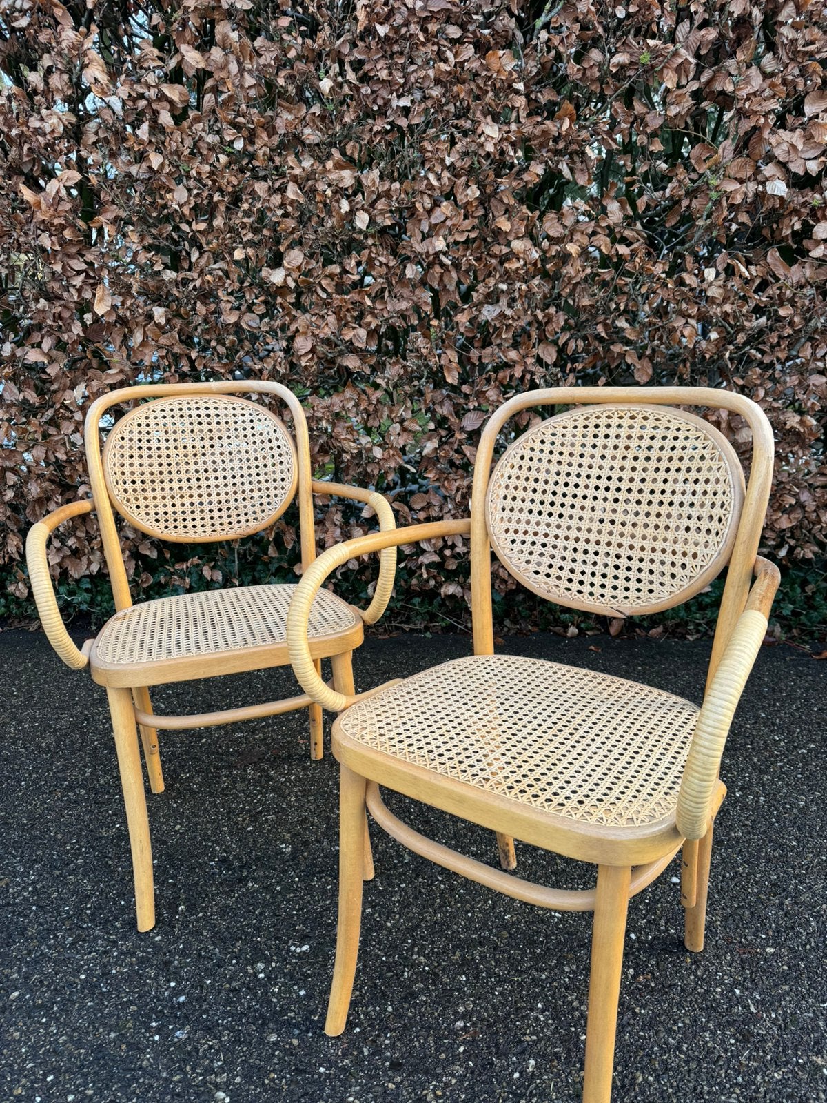 2 eetkamerstoelen vintage thonet webbing jaren60 SETPRIJS, Huis en Inrichting, Stoelen, Ophalen, Gebruikt, Twee, Overige kleuren
