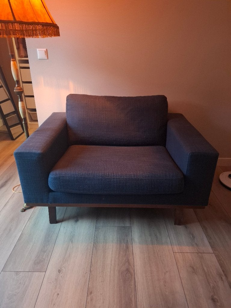 Blauwe loveseat japandi stijl, Huis en Inrichting, Ophalen, Japandi, Zo goed als nieuw, 75 tot 100 cm