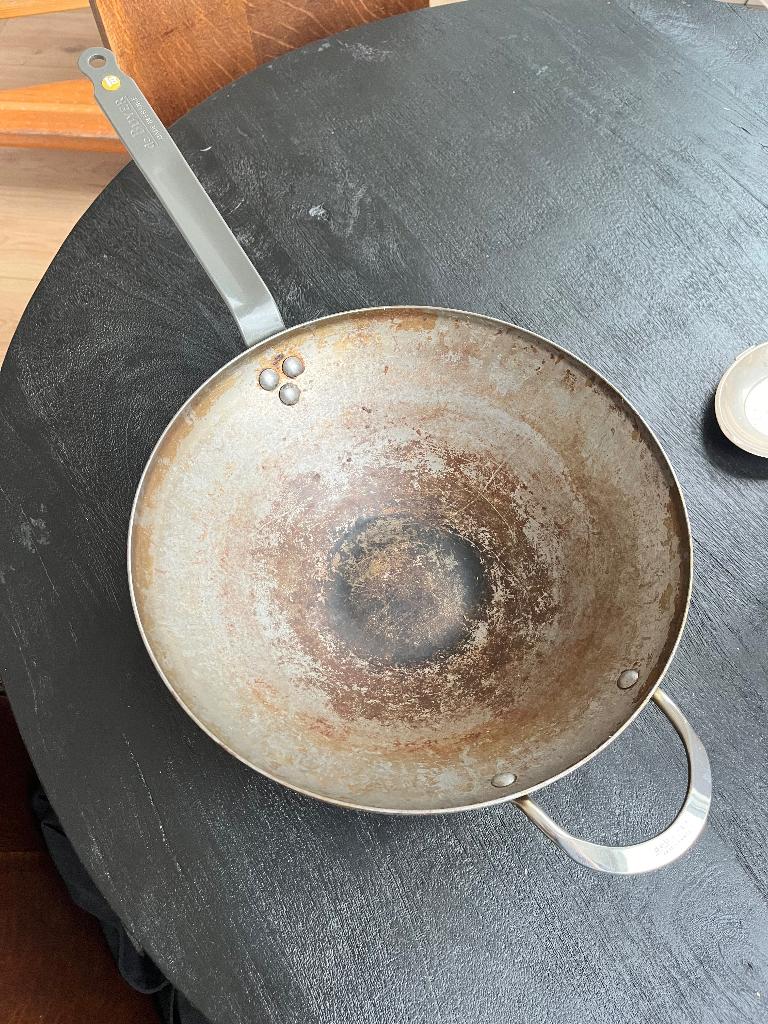 Wokpan De Buyer Mineral B 32cm, Ophalen of Verzenden, Gebruikt, Overige materialen, Wok