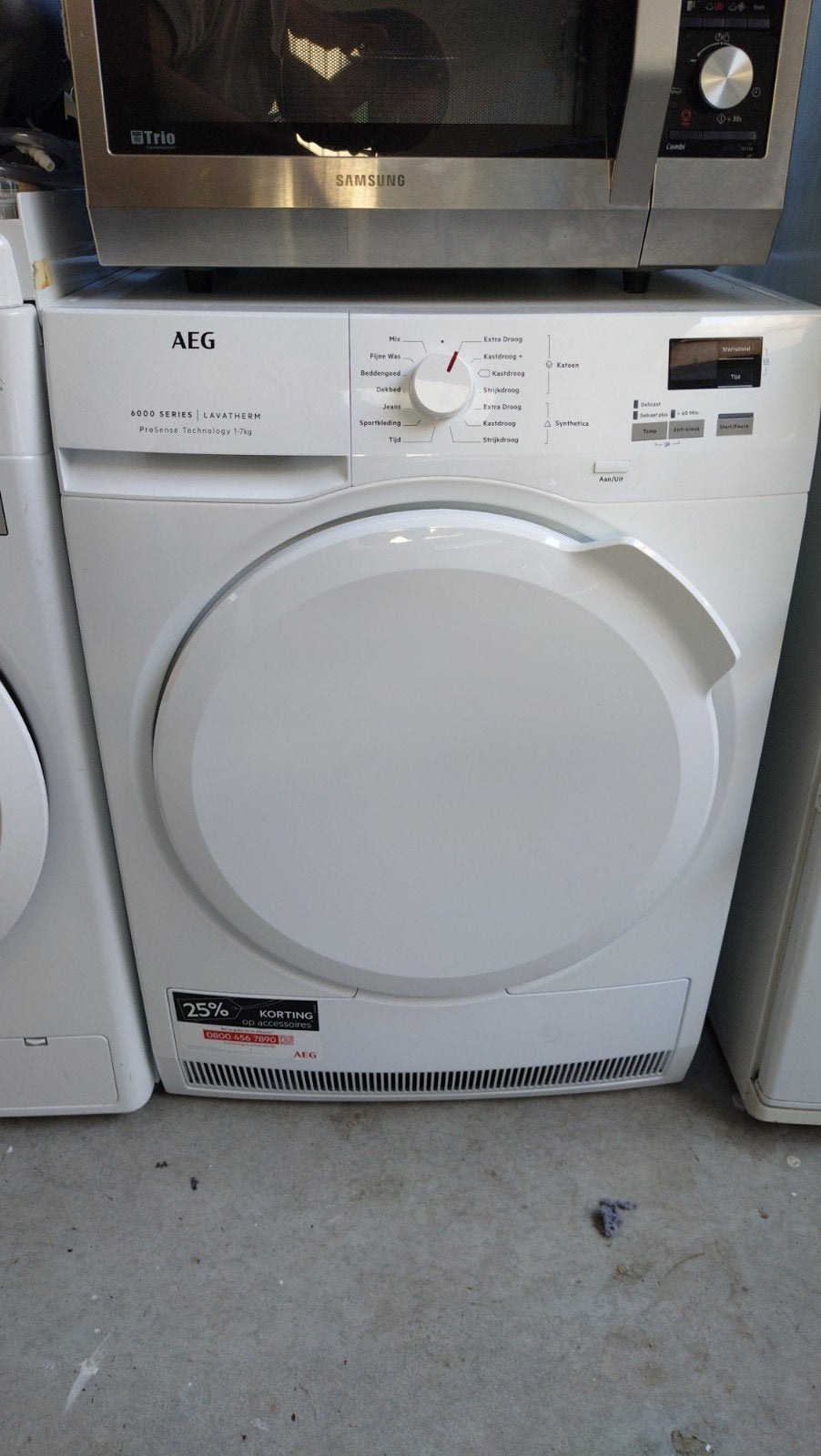 AEG T6DB72KP Lavatherm 6000 Series Droger, Witgoed en Apparatuur, Ophalen, 6 tot 8 kg, Gebruikt, Voorlader
