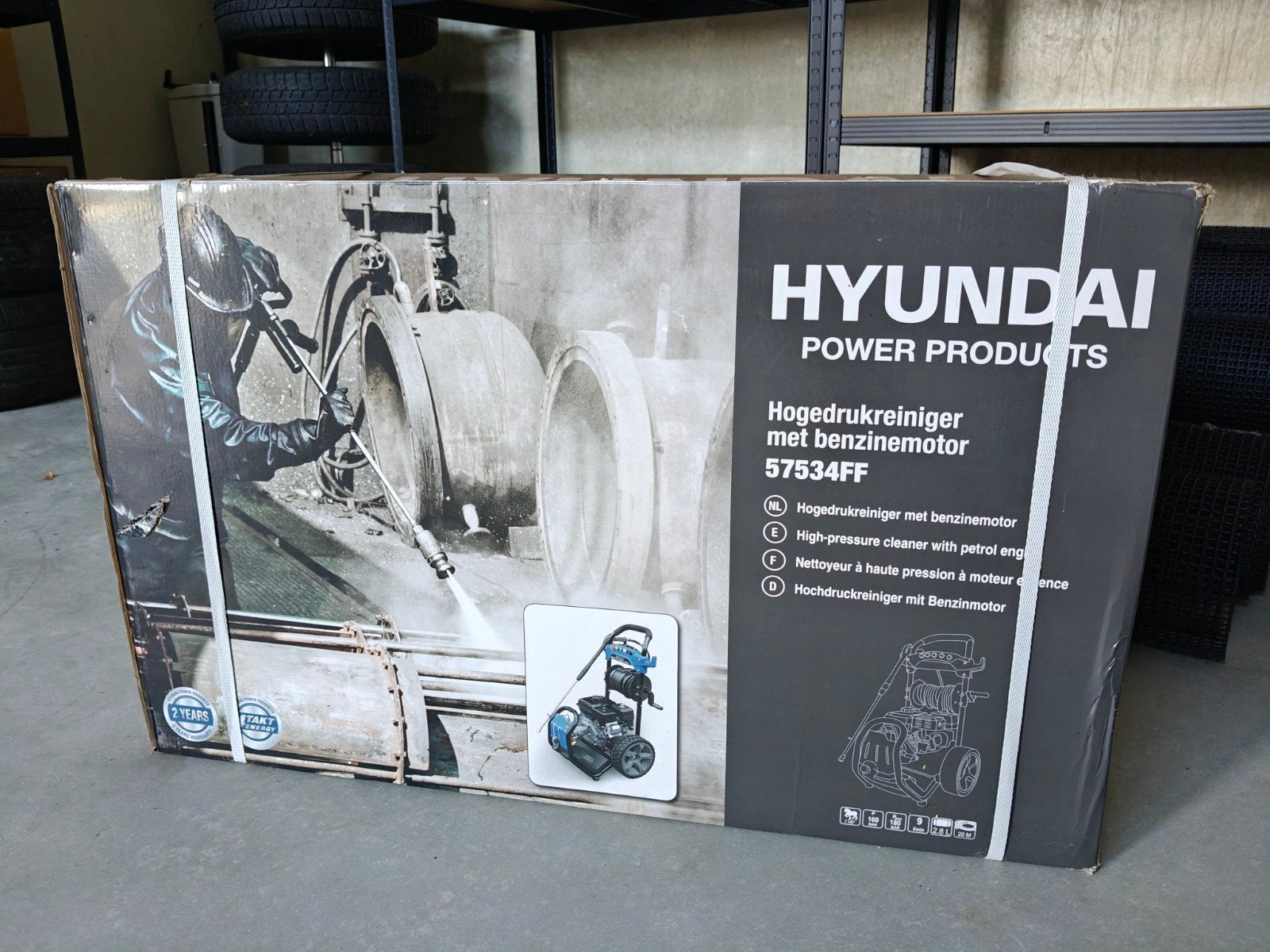 Nieuwe Hyundai Hogedrukreiniger 57534FF met benzinemotor, Doe-het-zelf en Verbouw, Ophalen, Nieuw, Overige typen