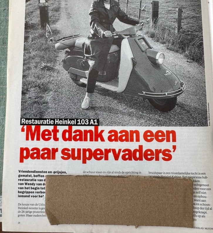 Verslag restauratie Heinkel Tourist 103 A1, Ophalen of Verzenden, Zo goed als nieuw, Motoren