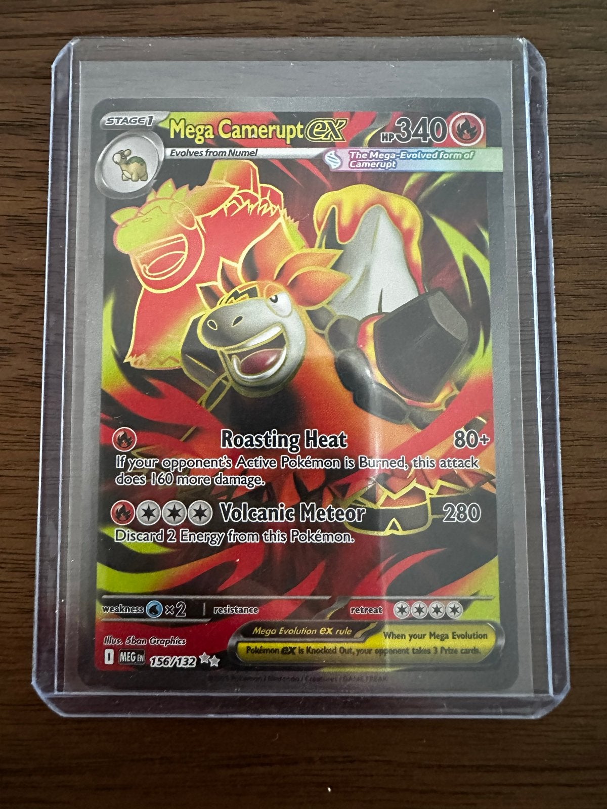 Mega Camerupt EX Pokémon Kaart 156/132, Ophalen of Verzenden, Zo goed als nieuw, Losse kaart