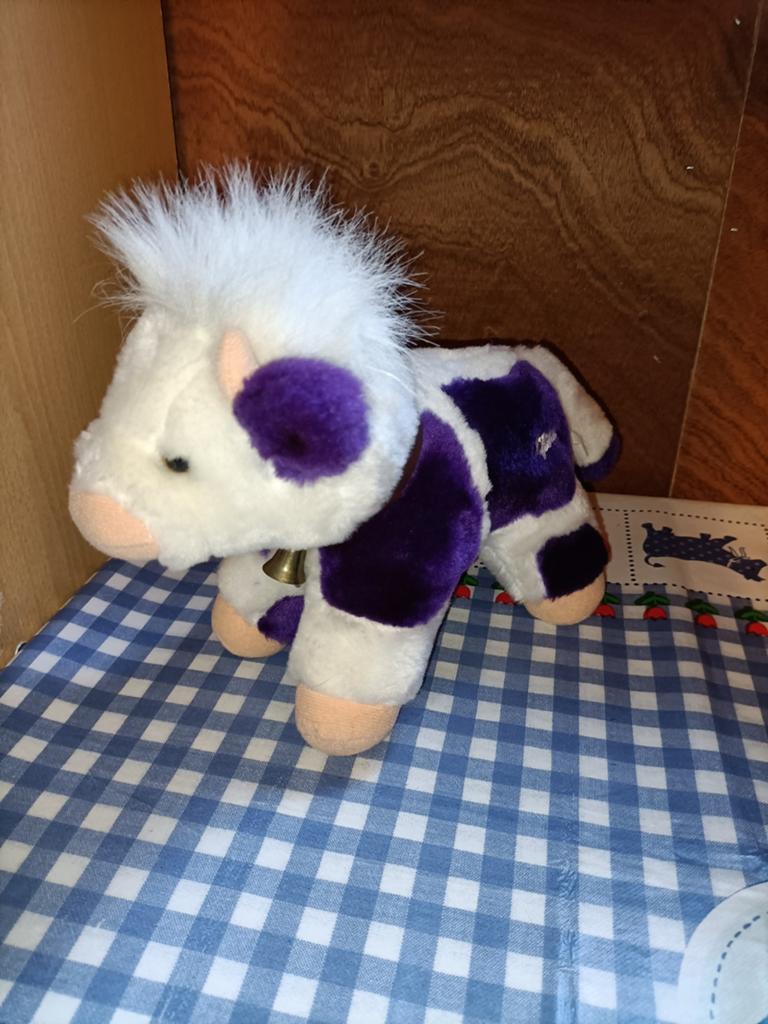 Vintage Milka koe knuffel met bel 22 cm, Ophalen of Verzenden, Zo goed als nieuw