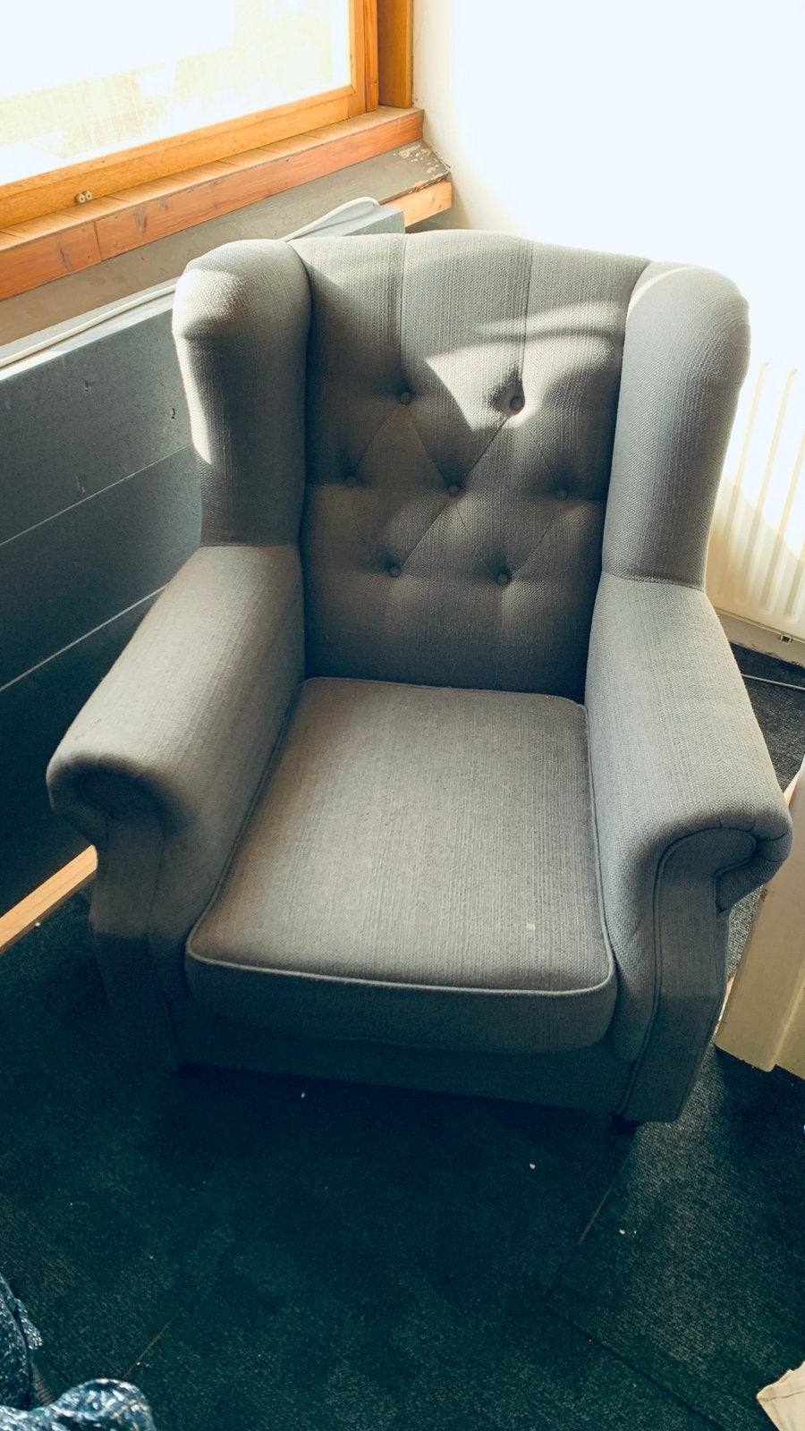 Comfortabele oorstoel - grijs, Ophalen, Gebruikt, Stof, 125 cm of meer