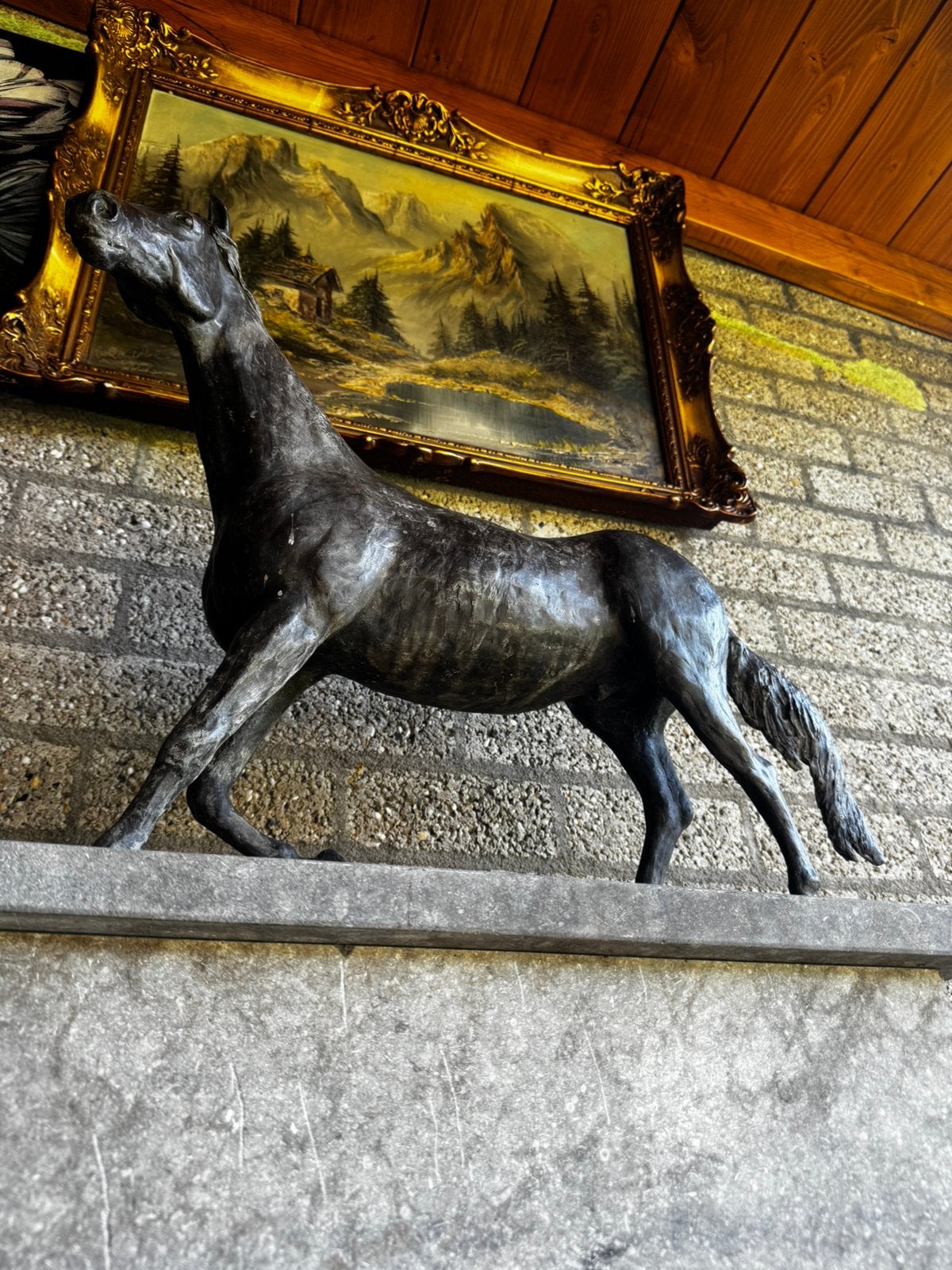 Elegante bronzen paarden bronzen beeld van Yvonne Piller, Antiek en Kunst, Ophalen, Brons
