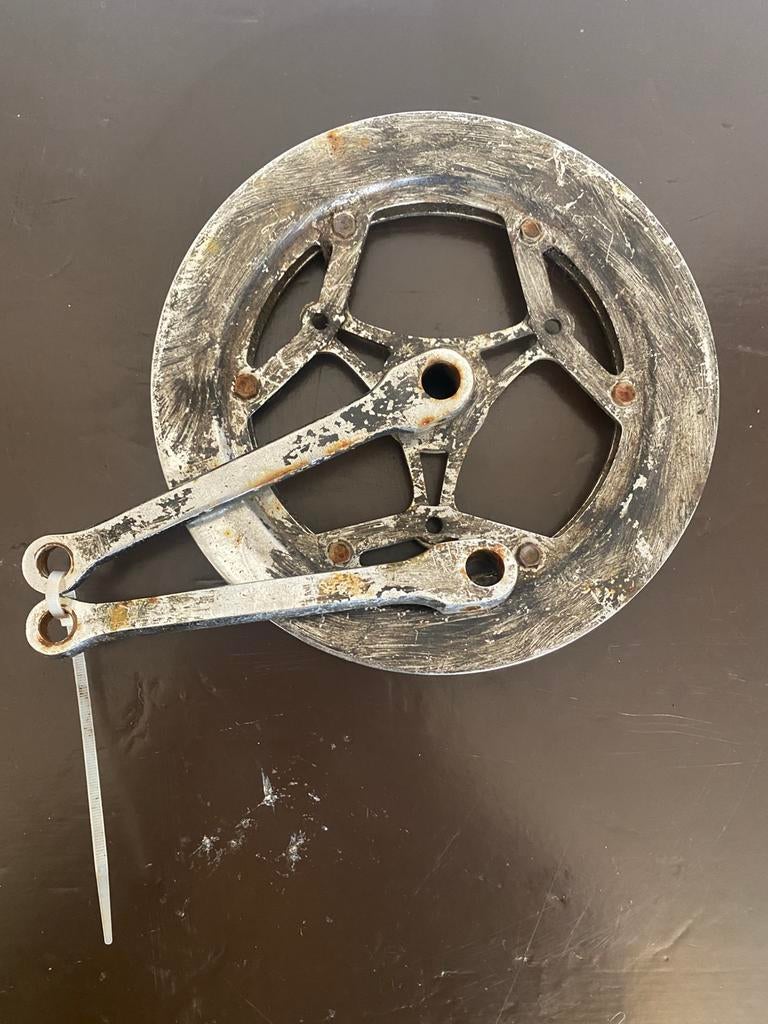 Crank en tandwiel voor vintage racefiets, Fietsen en Brommers, Ophalen of Verzenden, Gebruikt, Crankstel of Pedalen