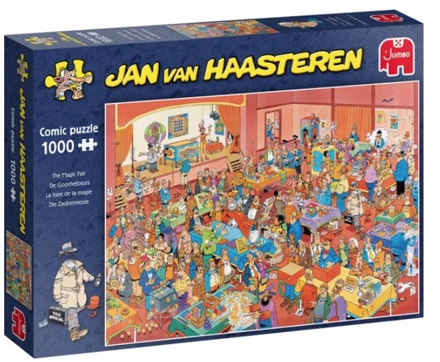 puzzel Jan v Haasteren, de Goochelbeurs, 1000 stukjes, Ophalen of Verzenden, 500 t/m 1500 stukjes, Zo goed als nieuw, Legpuzzel