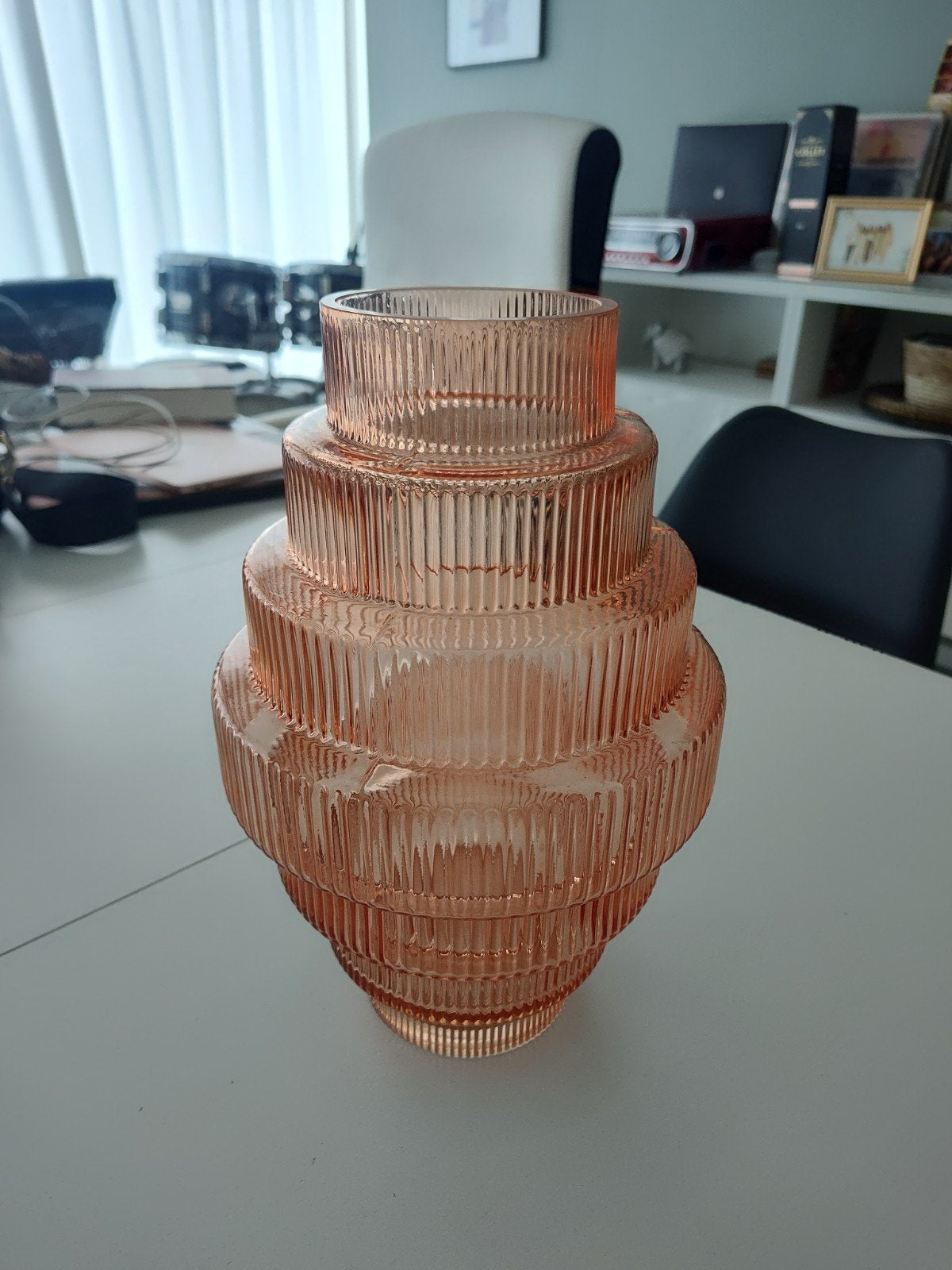 POLSPOTTEN Steps Vaas - Zo goed als nieuw, Huis en Inrichting, Ophalen, Met patroon/structuur, Oranje, Glas