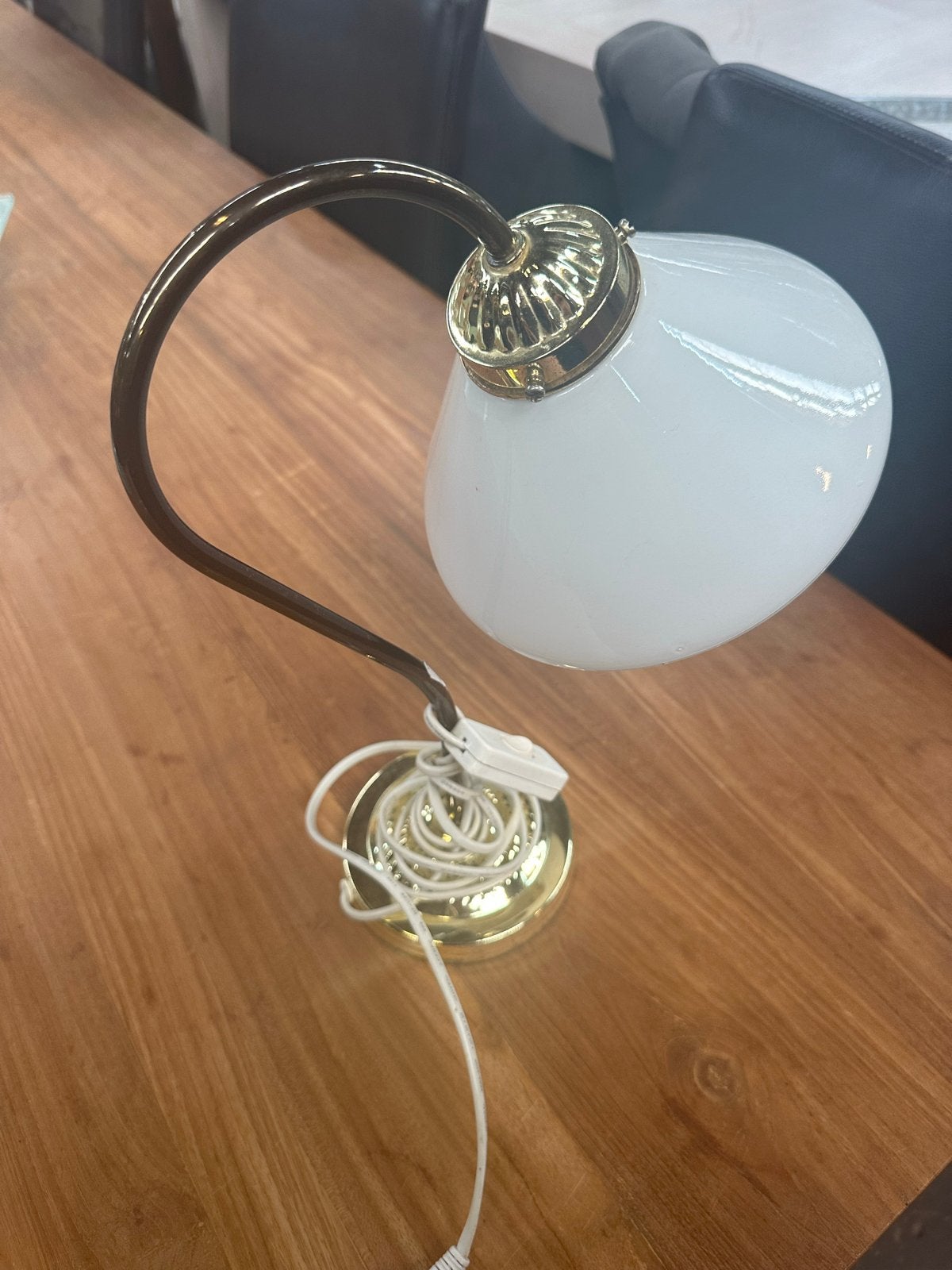 Klassieke tafellamp, Met schakelaar, Gebruikt, Goud, Glas