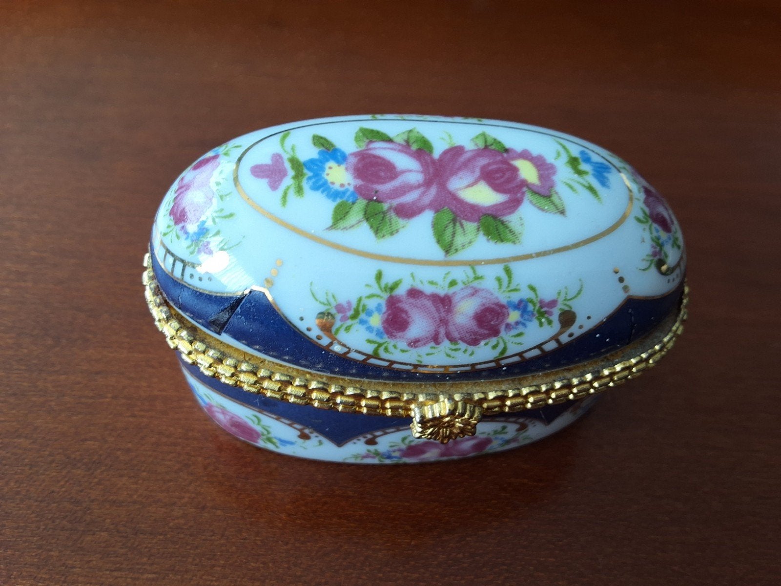 Vintage Limoges-stijl Porseleinen Snuisterijdoosje, Ophalen of Verzenden