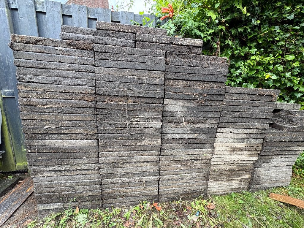Gratis terrastegels 50x50 cm - diverse diktes, Ophalen, Gebruikt, 10 m² of meer, Beton