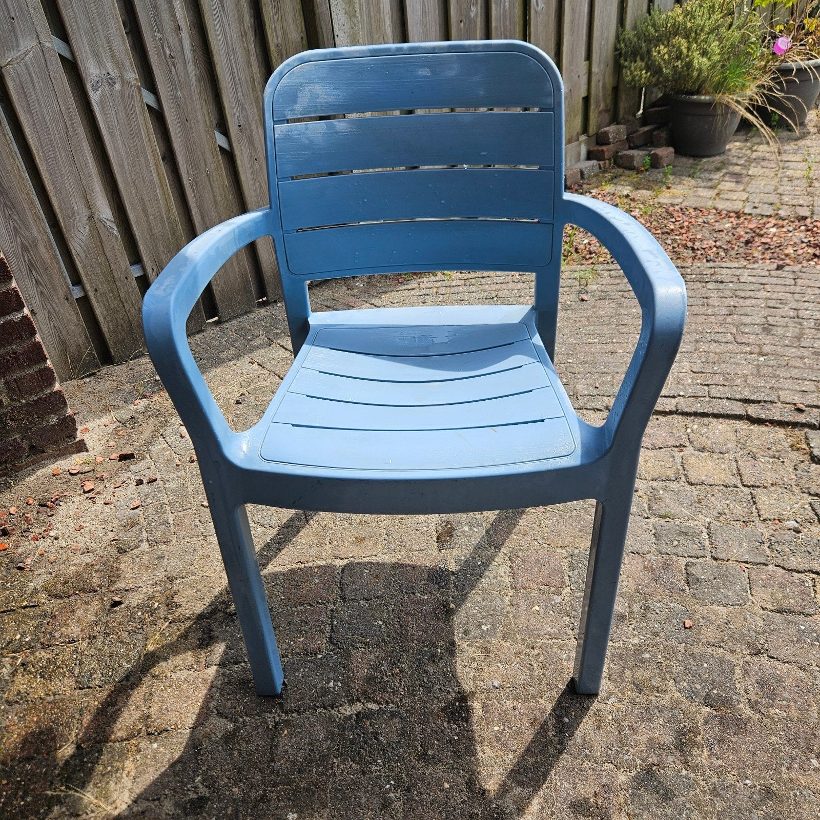 Allibert tuinstoel, lichtblauw, stapelbaar, Ophalen