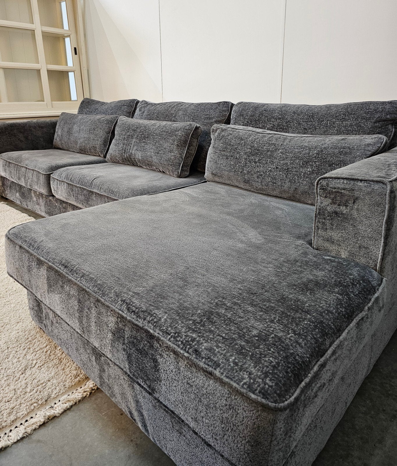 Hoekbank Zachte Stof Grijs - Professioneel Gereinigd, Ophalen of Verzenden, Tweelingenlaan 106, Stof, Nijhof Brothers Furniture