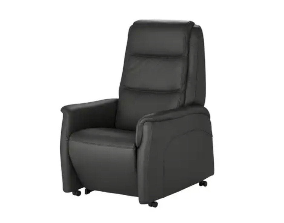 Hukla elektrische sta-op stoel / relaxfauteuil zwart leer, Ophalen, Gebruikt, Massagetafel