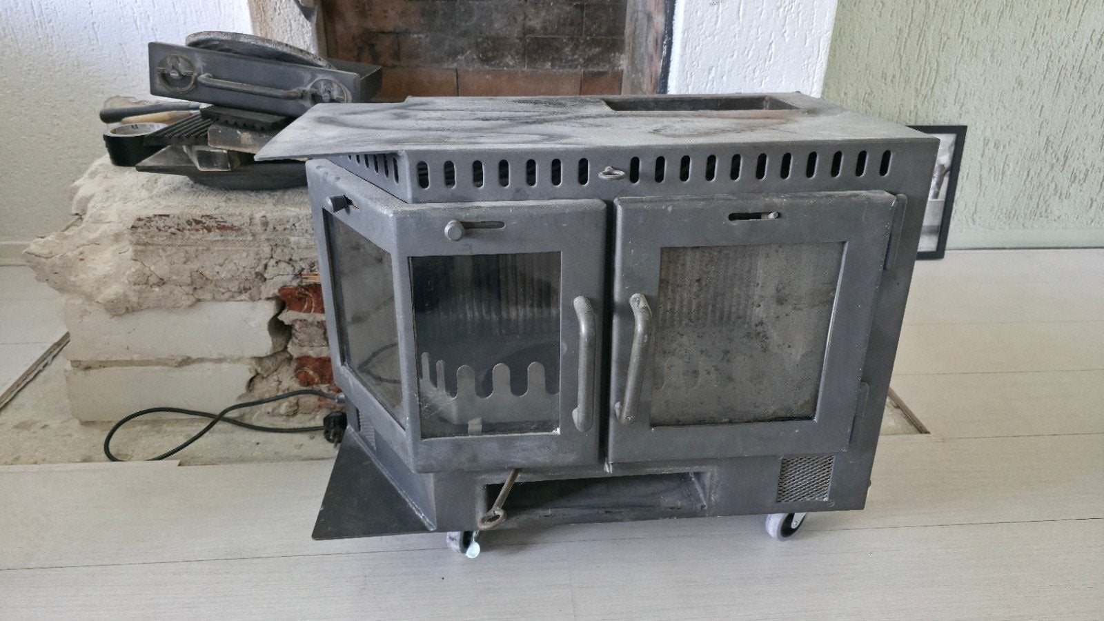 Robuuste Houthaard met Glazen Deuren, Huis en Inrichting, Haarden, Ophalen, Gebruikt, Inbouwhaard, Houthaard