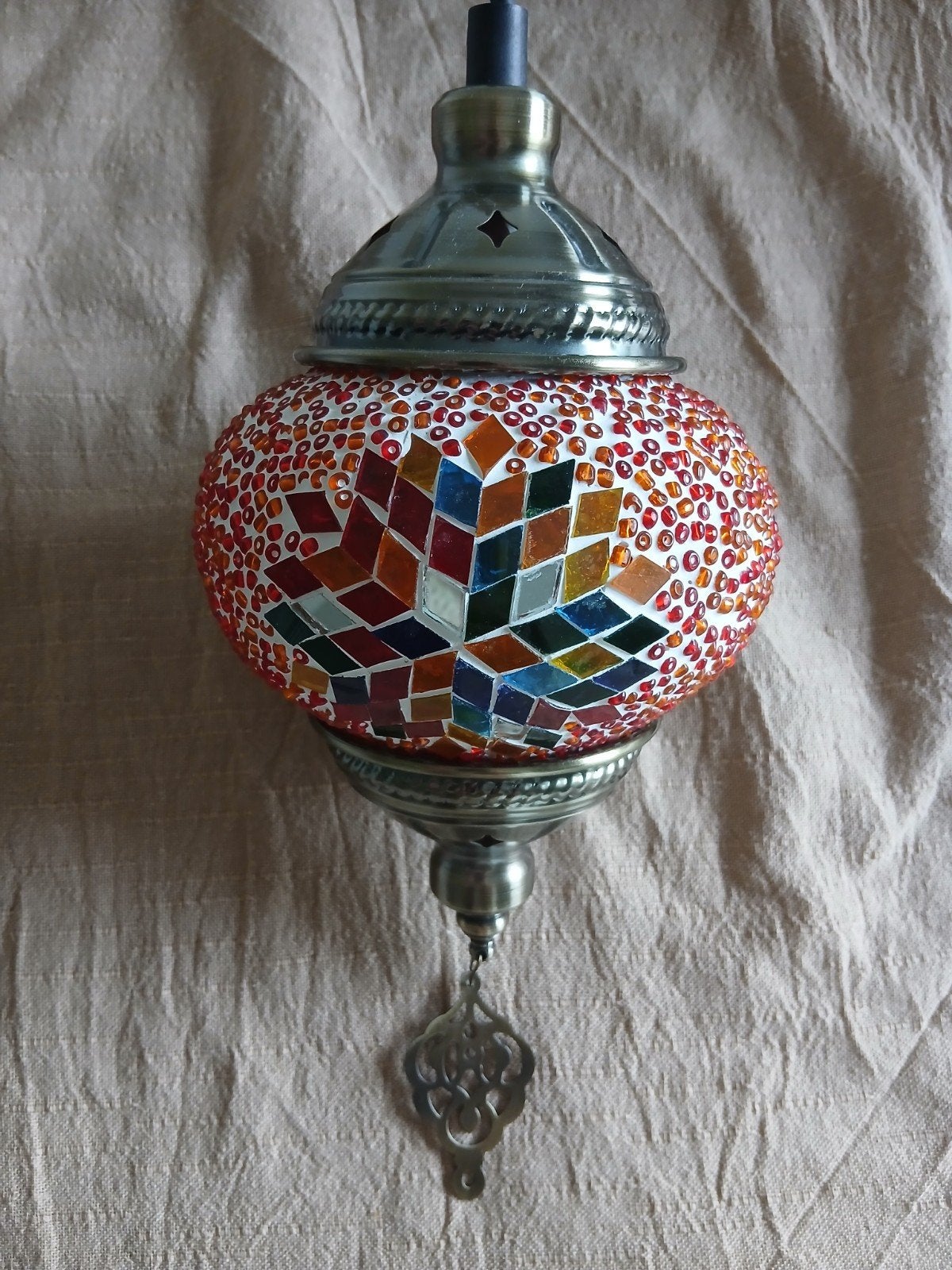Handgemaakte Turkse Mozaïek plafondlamp, Ophalen, Overige fittingen, Zo goed als nieuw, Glas