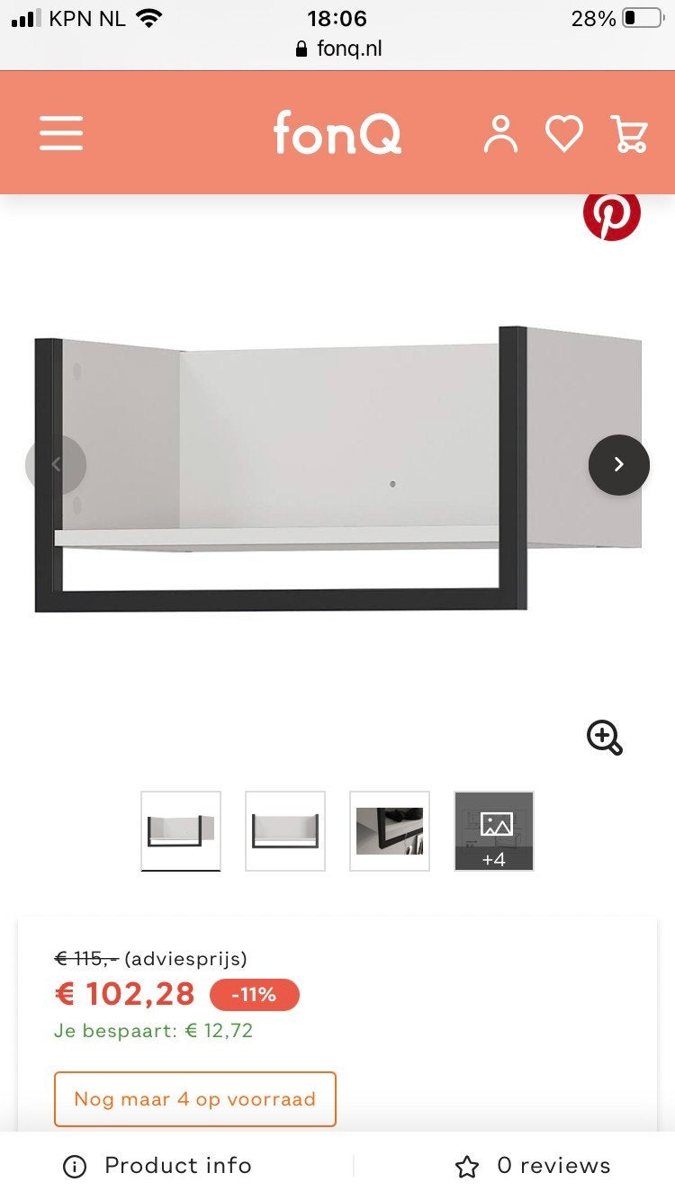 Moderne Wandplank / Boekenplank - Wit met Zwart Frame, Ophalen, Nieuw