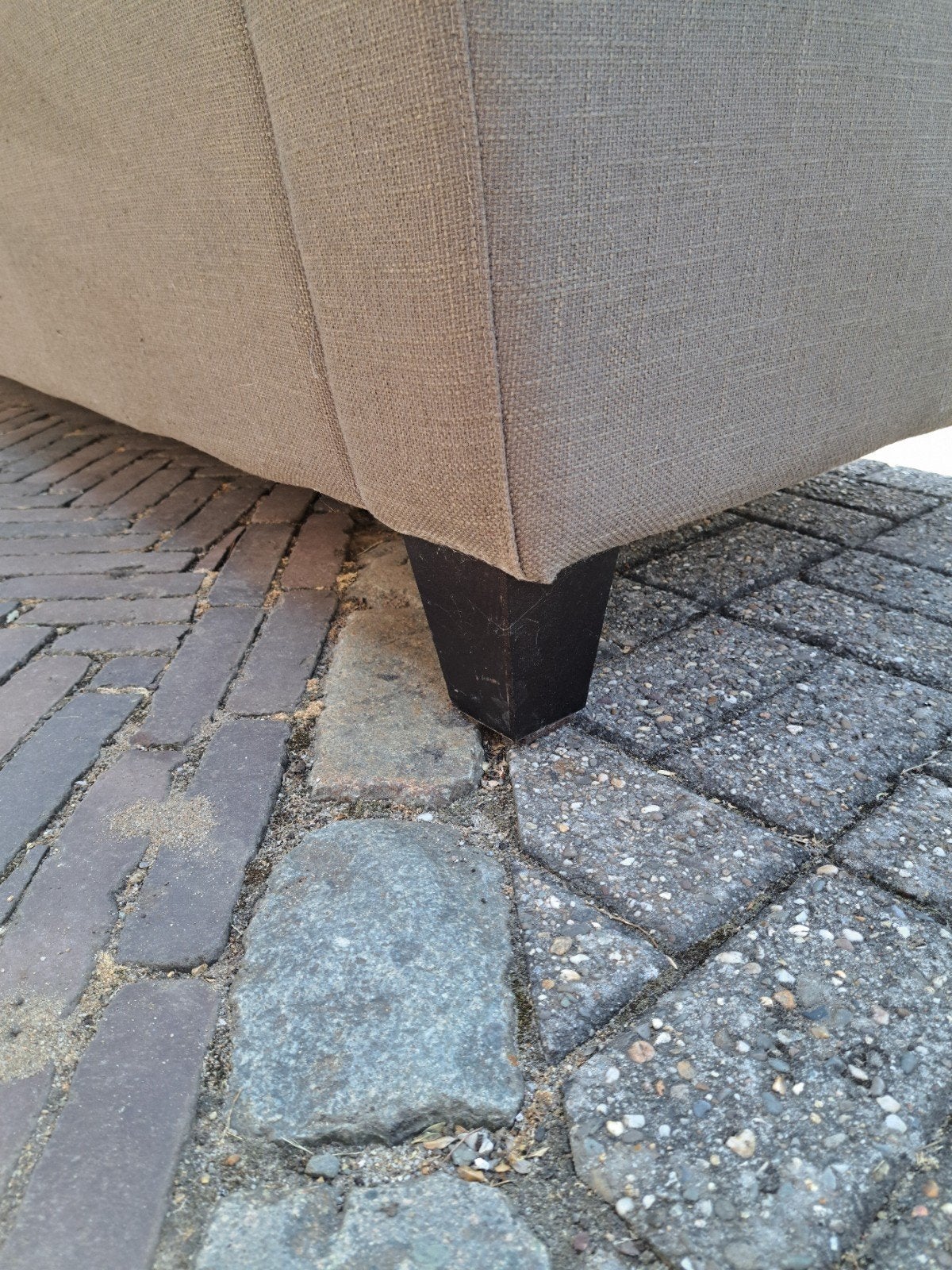 Comfortabele bank met hocker- kussens dubbelzijdig bruikbaa, Ophalen, Gebruikt, Driepersoons, 75 tot 100 cm