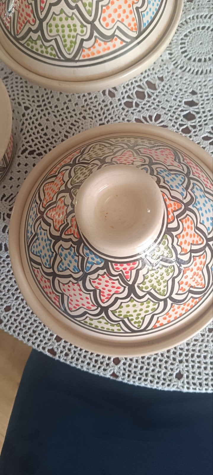 Set van 3 Marokkaanse Tajines - Handbeschilderd Keramiek, Overige typen, Ophalen of Verzenden, Zo goed als nieuw, Steen/keramiek